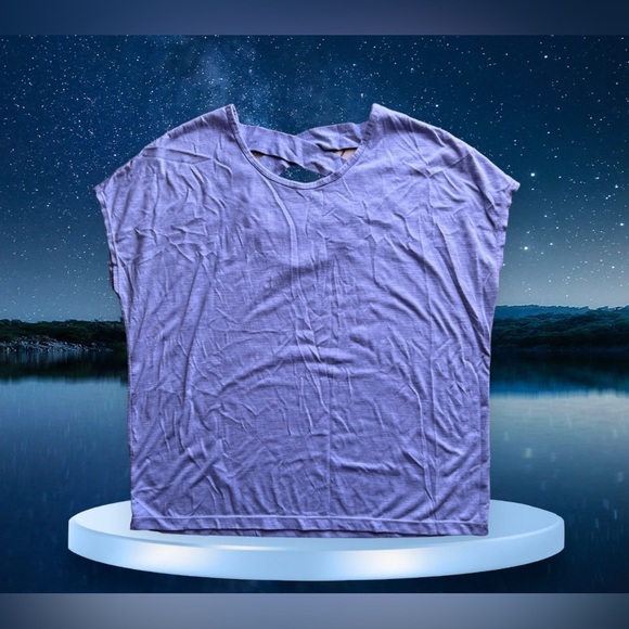 Gaiam Crossed Strap Tank Top blue/ gray Size M made in China cotton lightweight - Picture 2 of 12